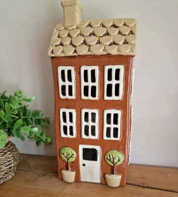 Ceramic Light Up House T Light Candle Holder Tall House Christmas Decoration - Image 1 of 4