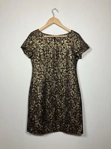 Womens Phase Eight Dress Size UK 12 Gold Brocade Occasion Party Event Metallic - Picture 1 of 6