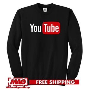 YOUTUBE SCHWARZ RUNDHALSAUSSCHNITT You Tube Tech Sweatshirt Kanal Video Upload Logo U - Bild 1 von 3