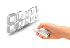 FLAITO 3D LED Multi-Functional Remote Control Digital Wall Clock (White) - Picture 1 of 8