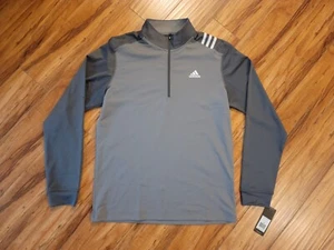 adidas Golf 3 Stripe Grey Sport Performance Mens 1/4 Zip Pullover Shirt Size M - Picture 1 of 6