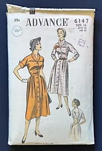 Advance 6147 Misses Dress w/Button Front Vintage 1952 Pattern sz 16 Bust 34" Cut - Picture 1 of 2