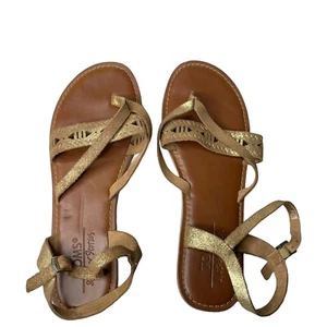 Other Stories Lexie Gold Metallic Leather Suede Toms Sandals US Size 10 - 42 - Picture 1 of 6