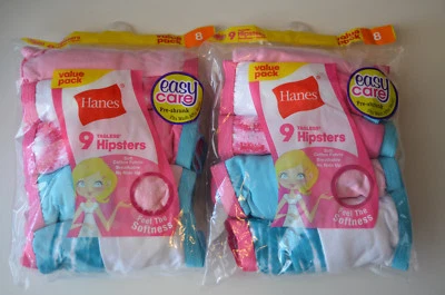 Lote de 18 Bragas Hipster de Algodón Hanes Niñas Ropa Interior Multicolor Talla 8 Foto 1 de 2