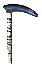 Rare Vintage Antique 19C Shark Vertebrae Walking Stick Cane Horn Handle Old 34L