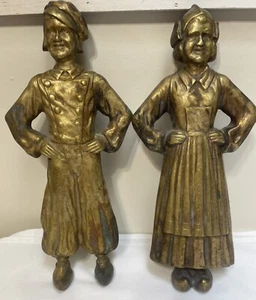 Andirons Antiguo Niño y Niña Holandés Metal 15" Chimenea Decoraciones En muy buena condición - Imagen 1 de 11