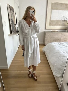 Massimo Dutti White Midi Dress Size Small - Picture 1 of 7
