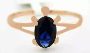 GENUINE 0.72 Cts BLUE SAPPHIRE TURTLE RING 10K ROSE GOLD - Free Certificate -NWT - Picture 1 of 4
