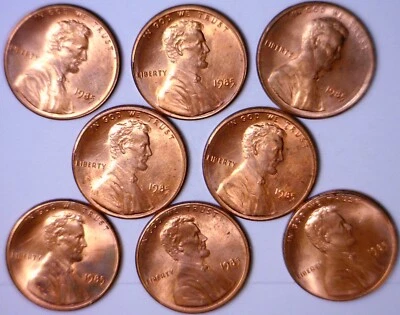 1985 x 8 ERROR Broad Struck + Partial Collal Lincoln Cent BU + 16 Coin LOT  NR - Image 1 of 4