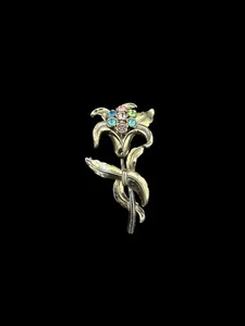 Vintage LITTLE NEMO Floral Pot Metal Flower Floral Multi-color Rhinestone Brooch - Picture 1 of 6