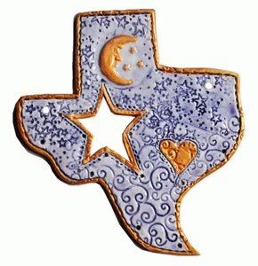 State of Texas Shaped Ceramic Wall Hanging Trivet Moon & Star Handmade Decor - Picture 1 of 5