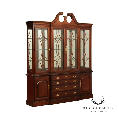 Thomasville Collectors Cherry Chippendale Style Breakfront China Cabinet Cover