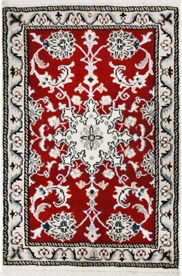 Original Persian Carpet Nain Kashmari Red Colour 90 CM X 60 New & Top Condition - Image 1 of 4