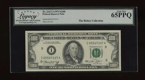 DBR 1974 $100 FRN Minneapolis Gem Fr. 2167-I Legacy 65 PPQ Serial I05507337A - Picture 1 of 2