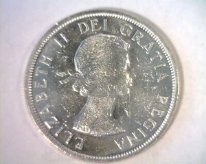 1959 CANADIAN SILVER DOLLAR ELIZABETH II ABOUT UNCIRCULATED AU NICE ORIGINAL - Picture 1 of 2