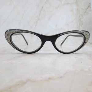 Christian Dior Eyeglasses Frame Women's Stylish Black Crystals Cat Eye Full Rim - Picture 1 of 7