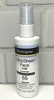 1x Neutrogena Ultra Sheer Face Mist Sunscreen - SPF 55 / 3.4 fl oz NEW