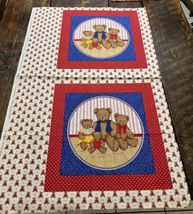 Vintage Two (2) Pillow Squares VIP Bears Cranston Teddy Bear Family 14.5 x 15” - Picture 1 of 6