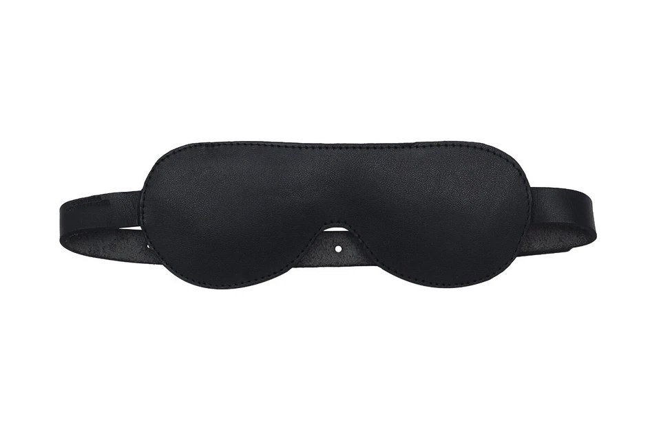 Blindfold for Couples Real Leather Role Play Eye Mask with Adjustable Strap - Image 1 of 4