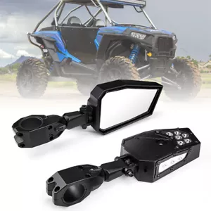 MCSADVENTURES UTV Rear View Side Mirror Kit With LED Rock Lights For Polaris RZR - Picture 1 of 12