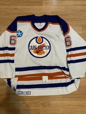 Game Worn Cape Breton Oilers AHL Hockey Jersey 1996 White Home Final Year 56