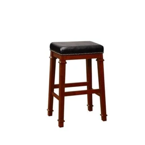 Riverbay Furniture 30" Faux Leather Bar Stool in Black - Picture 1 of 2