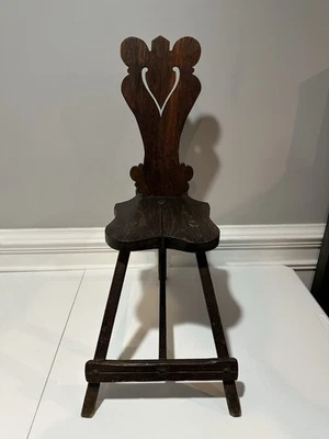 Antique Italian Renaissance Revival Oak 3 Leg Stool/Chair - Image 1 of 4