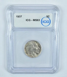 1937 Indian Head Buffalo Nickel MS63 ICG *5892 - Picture 1 of 5