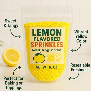 Lemon Flavored Sprinkles 16 oz Bag – Sweet and Tangy Candy Topping for Baking, C - Picture 1 of 8
