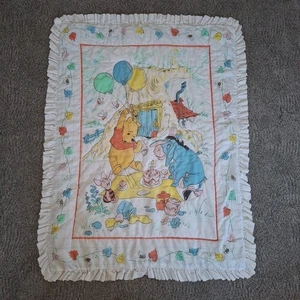 Vintage Winnie Puuh Krippe Quilt Tröster Geburtstag Kuchen Ballons Eeyore Ferkel - Bild 1 von 11