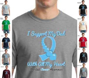 Prostate Cancer Support Dad With All My Heart 100%Cotton T-Shirt W/Free Shipping - Picture 1 of 12