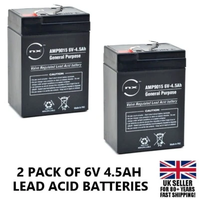 ENIX ENERGY Rechargeable Battery 6 Volt Sealed Lead Acid 6V 4AH 4.5AH 6V4.0 - 2 Pack