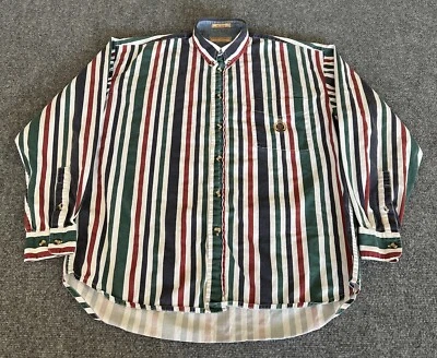 Guess George Marciano VTG Mens L Shirt Colorblock Stripe Logo Pocket Button Down - Image 1 of 4