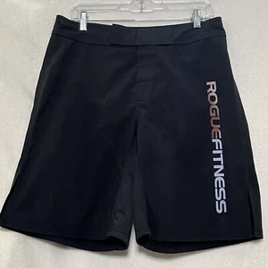 Rogue Fitness Sz 32 Fight Shorts Black Adjustable Split Leg 10 inch Inseam USA - Picture 1 of 12
