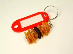 Baltic Amber Keychain Keyring Pendant Red With Plastic ID Tag Name Label 1154 - Picture 1 of 6