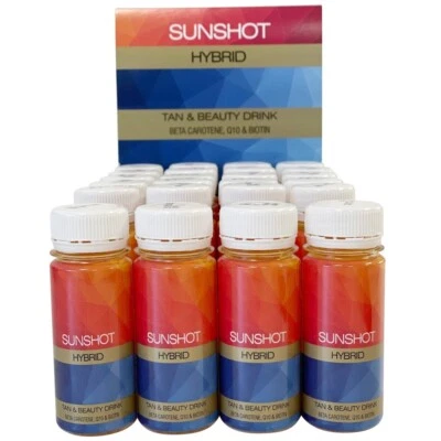 24x Tanning & Beauty Shot Drink Sunshot Hybrid Tan W Beta Carotene, Q10 & Biotin