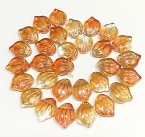 12x16mm Pretty Gold Orange Crystal Quartz Leaf shape Beads 30pcs