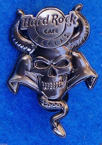 CAPA CUERNOS COLA SERPIENTE SERIE CALAVERA PLATA DALLAS TEXAS Hard Rock Café PIN LE - Imagen 1 de 1