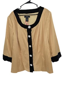 Midnight Velvet Size 22W Womens Jacket Gold Satin Bling Velvet Trim NWT - Picture 1 of 5