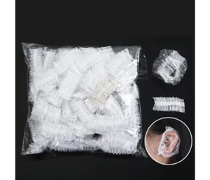 100PCS Hairdressing Earmuffs Salon Waterproof Clear Ear Cover Ear Protection Tra - Picture 1 of 4