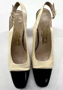 Salvatore Ferragamo Damenschuhe Slingback eckige Zehenpartie Größe 8,5 AA - Bild 1 von 6