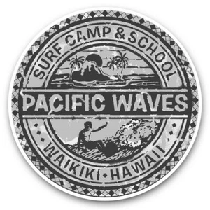 2 x Vinyl Stickers 25cm (bw) - Hawaii Surf Camp Waikiki Beach US #40229 - Zdjęcie 1 z 8