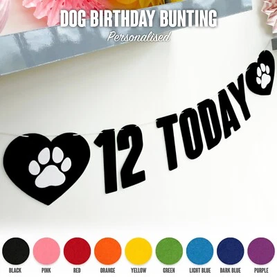 Banner personalizado de aniversário de cachorro '1 HOJE': letras de feltro de 15 cm - Imagem 1 de 4