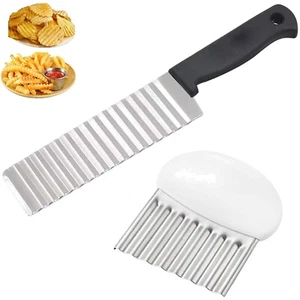 2 Stck Wellenschneider Edelstahl Wellenmesser Pommes Kartoffel Gemüsehobel Chips - Bild 1 von 9