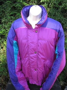 Chaqueta de esquí snowboard vintage años 80 unisex rosa brillante púrpura bloque de color nailon XL - Imagen 1 de 12