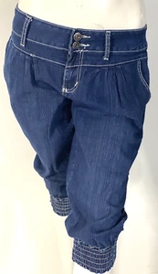 WHAT'S HOT Mujeres Bolsillos Denim Azules Talla 8 Pantalones Capri Elásticos Talla 8 - Imagen 1 de 7