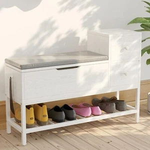 Entryway Shoe Bench with Flip Top Storage Space and 2 Drawers, Holds up to 330lb - Picture 1 of 9