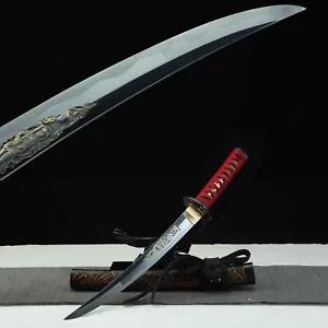 20'' Tanto L6 Steel Clay Tempered Sword Mini Katana OSORAKU- Zukuri Horimono - Picture 1 of 10