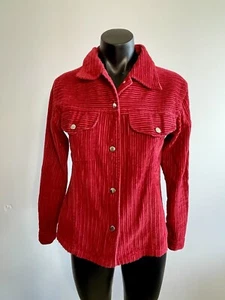 LIVING DOLL Corduroy Style Red Collared Fitted Cotton Long Sleeve Size L - Picture 1 of 7