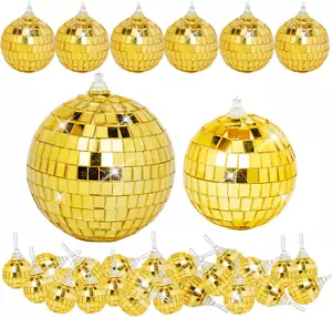 32 Pack Mini Disco Balls Decorations Different Sizes Mirror Ball with Hanging St - Picture 1 of 7